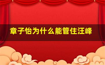 章子怡为什么能管住汪峰