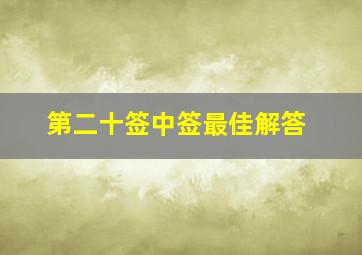 第二十签中签最佳解答