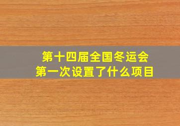 第十四届全国冬运会第一次设置了什么项目