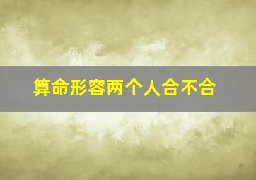 算命形容两个人合不合