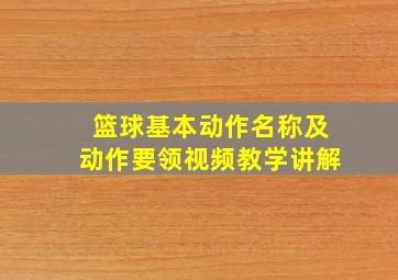 篮球基本动作名称及动作要领视频教学讲解