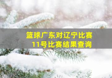 篮球广东对辽宁比赛11号比赛结果查询