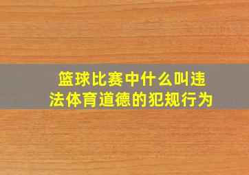 篮球比赛中什么叫违法体育道德的犯规行为