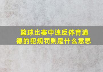 篮球比赛中违反体育道德的犯规罚则是什么意思