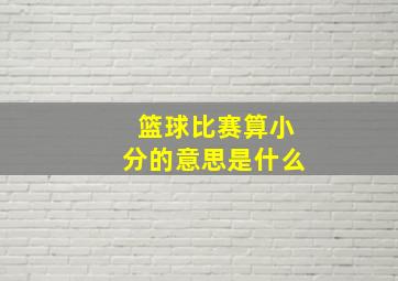 篮球比赛算小分的意思是什么