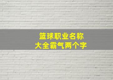 篮球职业名称大全霸气两个字