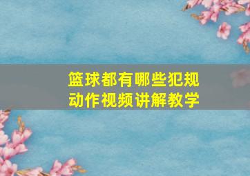 篮球都有哪些犯规动作视频讲解教学