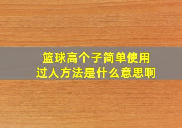 篮球高个子简单使用过人方法是什么意思啊