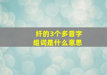 纤的3个多音字组词是什么意思