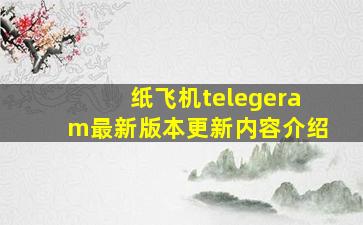 纸飞机telegeram最新版本更新内容介绍