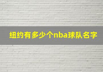 纽约有多少个nba球队名字