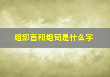 组部首和组词是什么字