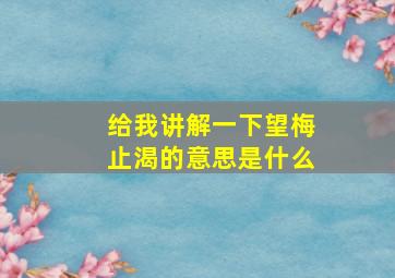 给我讲解一下望梅止渴的意思是什么