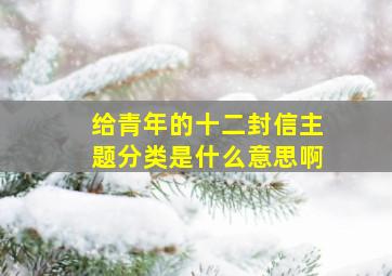 给青年的十二封信主题分类是什么意思啊