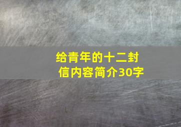 给青年的十二封信内容简介30字