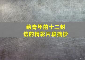 给青年的十二封信的精彩片段摘抄