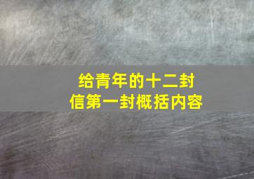 给青年的十二封信第一封概括内容