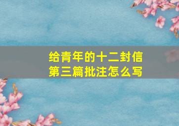 给青年的十二封信第三篇批注怎么写