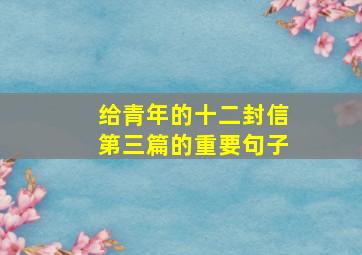 给青年的十二封信第三篇的重要句子