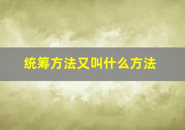 统筹方法又叫什么方法