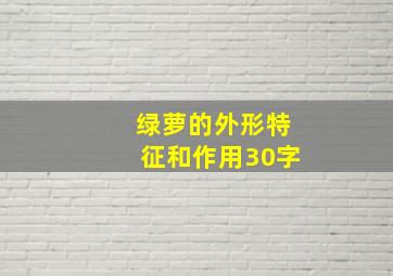 绿萝的外形特征和作用30字