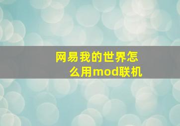 网易我的世界怎么用mod联机