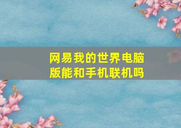 网易我的世界电脑版能和手机联机吗