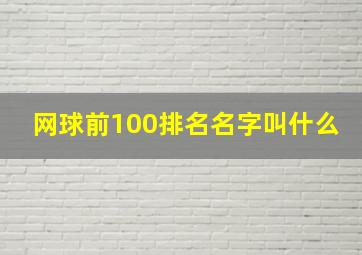 网球前100排名名字叫什么