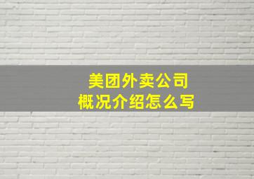 美团外卖公司概况介绍怎么写