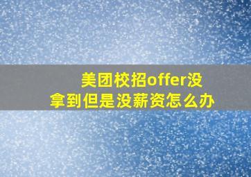 美团校招offer没拿到但是没薪资怎么办