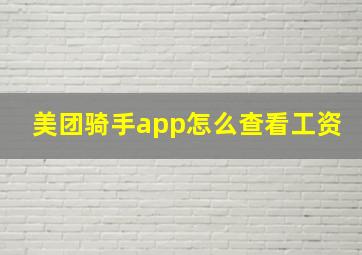 美团骑手app怎么查看工资