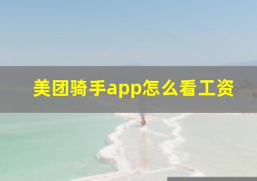 美团骑手app怎么看工资