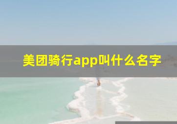 美团骑行app叫什么名字