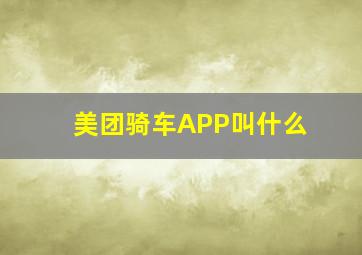 美团骑车APP叫什么