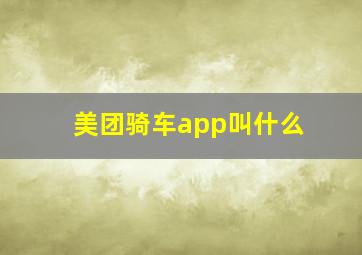 美团骑车app叫什么