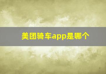 美团骑车app是哪个