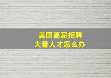 美团高薪招聘大量人才怎么办