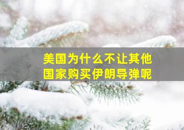 美国为什么不让其他国家购买伊朗导弹呢