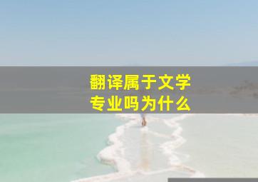 翻译属于文学专业吗为什么