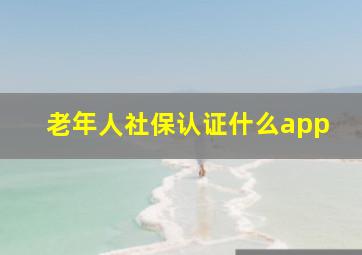 老年人社保认证什么app