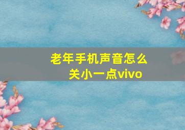 老年手机声音怎么关小一点vivo