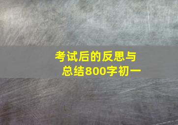 考试后的反思与总结800字初一