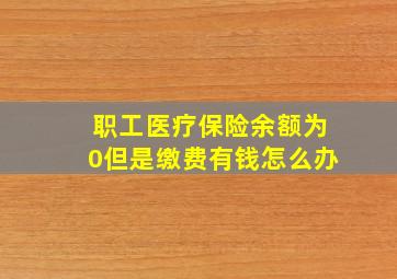 职工医疗保险余额为0但是缴费有钱怎么办