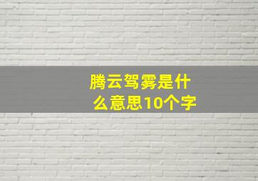 腾云驾雾是什么意思10个字