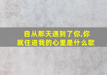 自从那天遇到了你,你就住进我的心里是什么歌