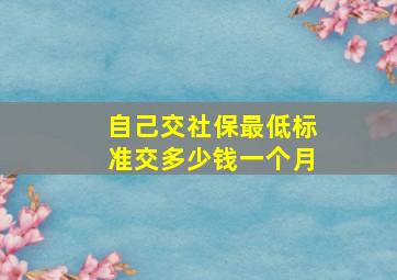 自己交社保最低标准交多少钱一个月