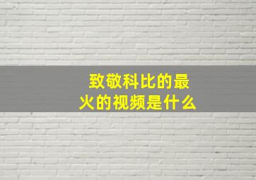 致敬科比的最火的视频是什么