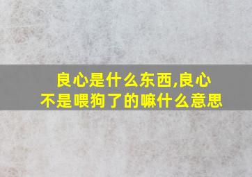 良心是什么东西,良心不是喂狗了的嘛什么意思