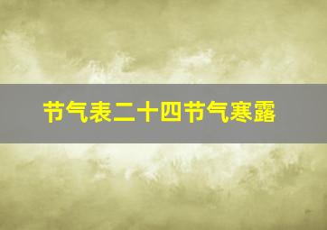 节气表二十四节气寒露