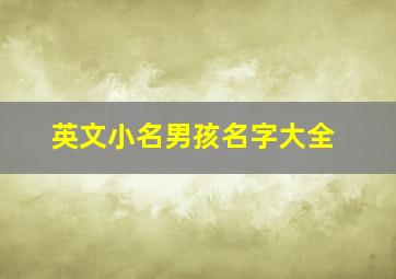 英文小名男孩名字大全